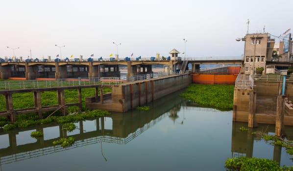 Landscape view of Chaopraya dam in Thailand