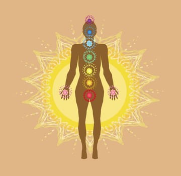 Body Chakras - healing energy, abstract illustration