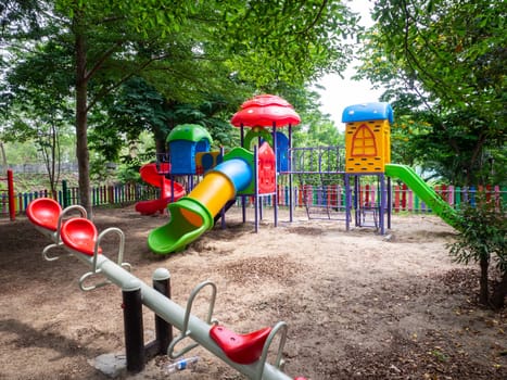 The Colorful playground on yard in the park.
