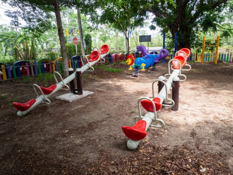 The Colorful playground on yard in the park.