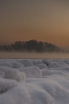 Wonderful winter sunset over the river.