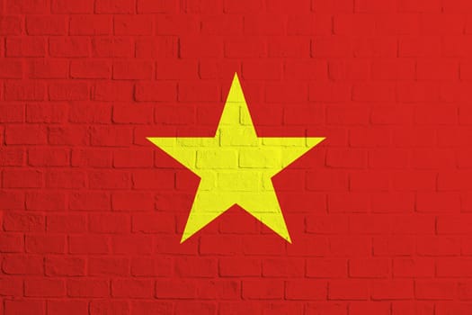 Flag of Vietnam. Brick wall texture of the flag of Vietnam.