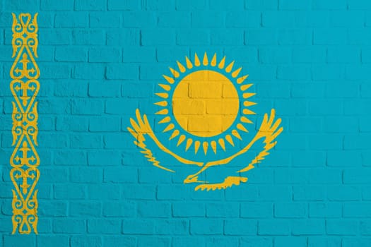 Flag of Kazakhstan Brick wall texture of the flag of Kazakhstan.