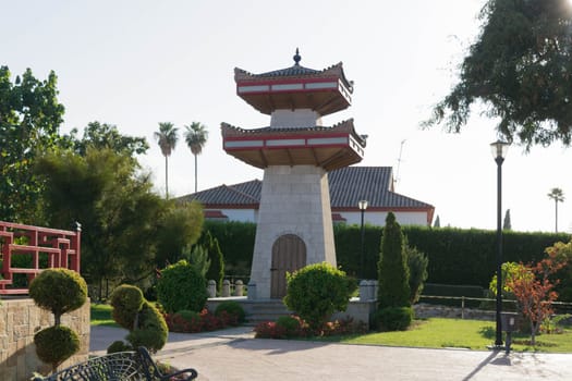 Pagoda, in an open Chinese garden, in Alhaurín de la Torre in Spain