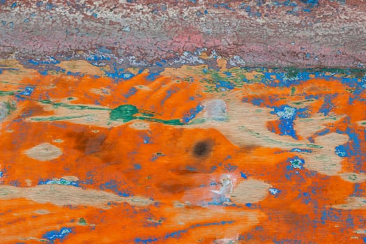 The texture of abstract color painting on old wooden surface background. Abrasion.