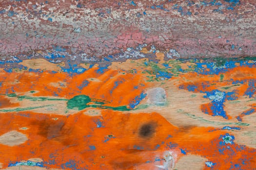 The texture of abstract color painting on old wooden surface background. Abrasion.