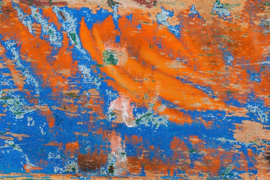 The texture of abstract color painting on old wooden surface background. Abrasion.