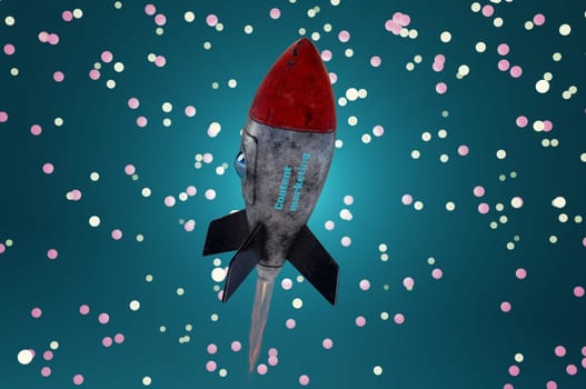 3d illustration. Rocket engine to big target. Business  concept success , target , Content Marketing