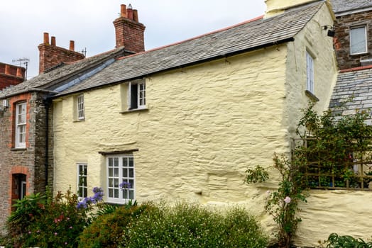 foreshortening of ancient touristic village on the north coast of Cornwall.