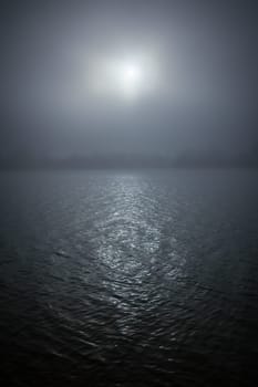 lake with fog and diffuse light
