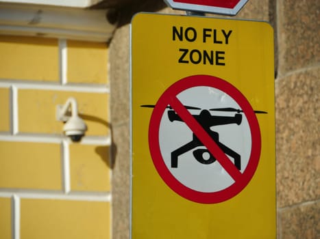 no fly zone quadcopter in the background video surveillance camera