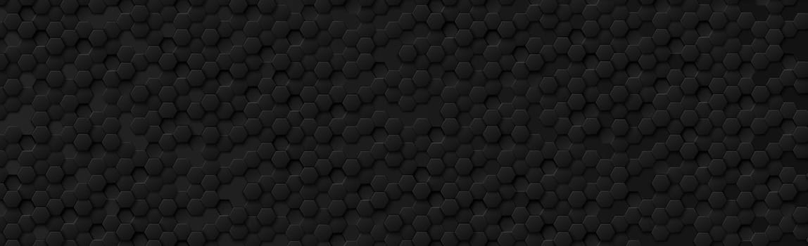 Abstract hexagons black on a black and gray background - illustration
