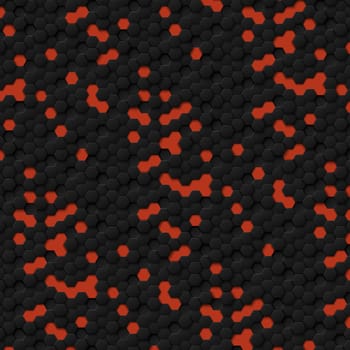 Abstract hexagons black on a red background - illustration