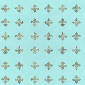 Classical French black and white fleur-de-lis seamless pattern with a repeat motif in square format suitable for wallpaper or fabric design