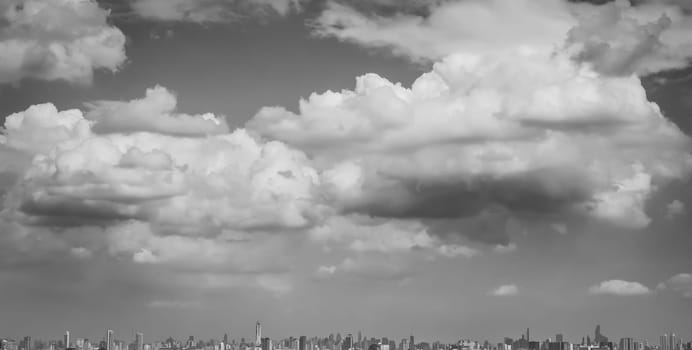 city skyline. Buildings silhouette cityscape . Big city streets. Blue sky with sun and clouds. the beautiful skyline of Chongqing Bangkok Thailand . urban architectural landscape skyline .
