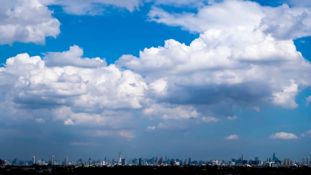 city skyline. Buildings silhouette cityscape . Big city streets. Blue sky with sun and clouds. the beautiful skyline of Chongqing Bangkok Thailand . urban architectural landscape skyline .