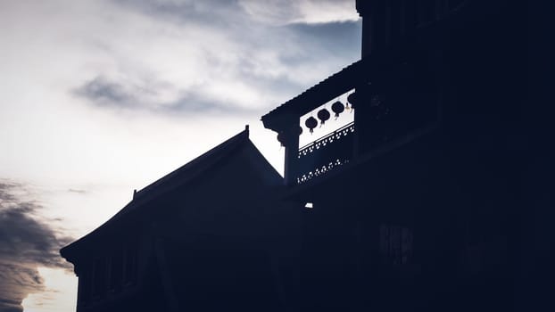 Building of China traditional architecture. Silhouette photography. travel design background.