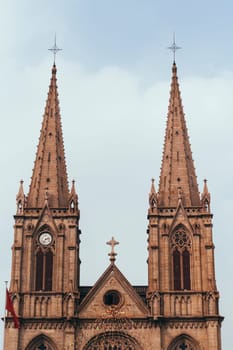 Sacred Heart Cathedral.  Gothic Revival Roman Catholic cathedral landmark  in Guangzhou, China . top old architecture must visit. destination to go