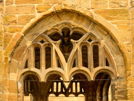 detail of medieval stone arch in the historic village.