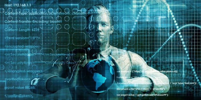 Online Digital Background on Internet Web Development App Concept