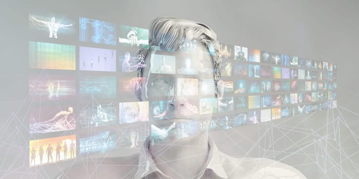 Futuristic Virtual Reality Background or VR AR XR Concept