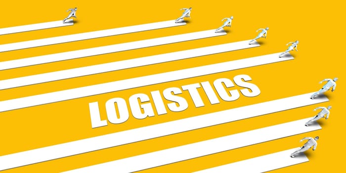 Logistics Concept with Business People Running on Yellow