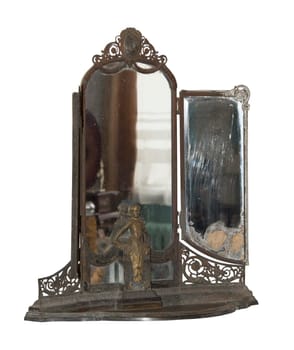 Antique mirror in which ladies looked in the 19th century-is isolated on the white