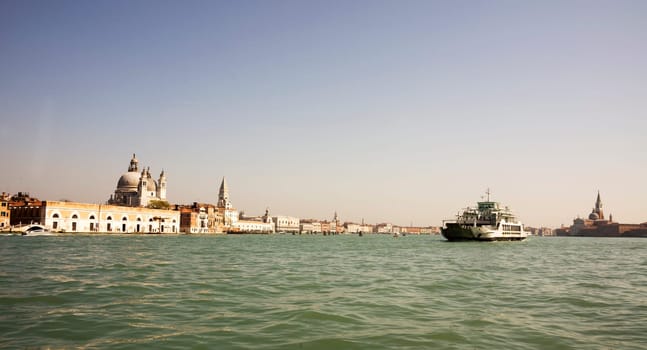 View of the Grand Canal with boats. Venice. Italy