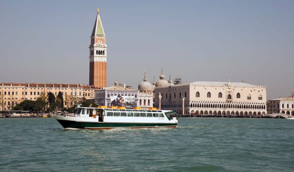 View of the Grand Canal with boats. Venice. Italy