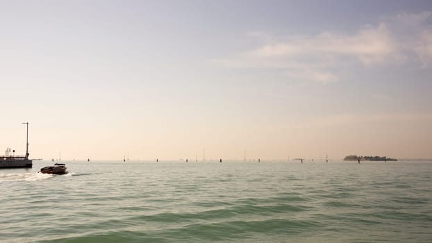 View of the Grand Canal with boats. Venice. Italy