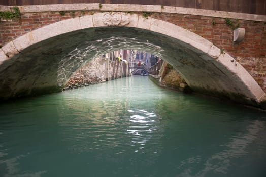 View of the streets of Venice with gondolas. Italy