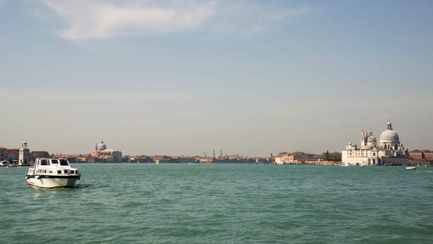 View of the Church of Santa Maria della Salute from the boat. Venice. Italy