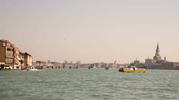 View of the Grand Canal with boats. Venice. Italy