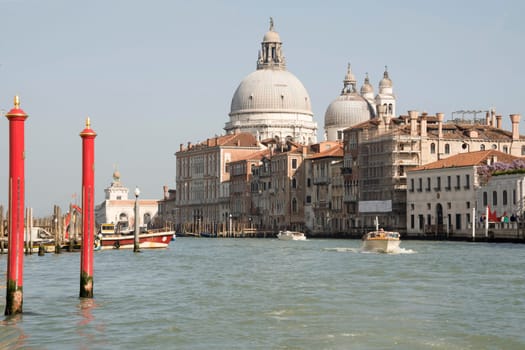 View of the Grand Canal with boats. Venice. Italy