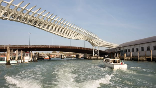 View on the bridges of Venice from a boat