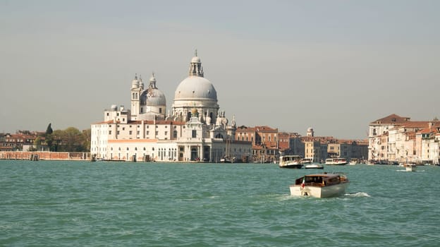 View of the Church of Santa Maria della Salute from the boat. Venice. Italy