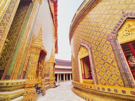ancient architecture landmark in Bangkok Thailand. Traditional temple named Wat Ratchabophit