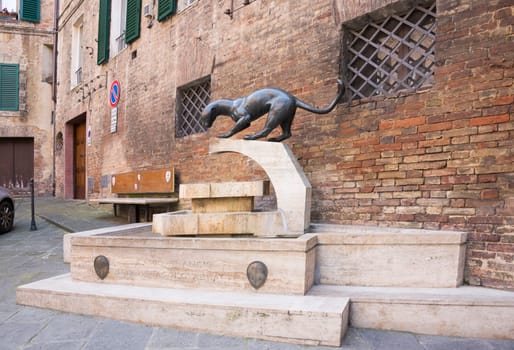 Advertising sculpture Sienese contrada "Panther"". Siena. Italy"