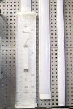 Ceiling lights custom designed for an office business building or a medical, chemical or research room. Exposition wall