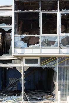 burned down building
