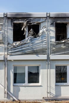 burned down building