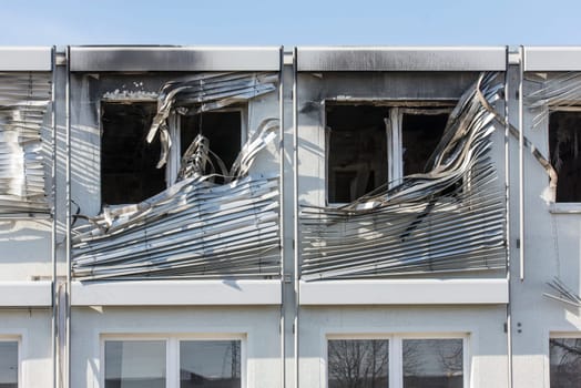 burned down building