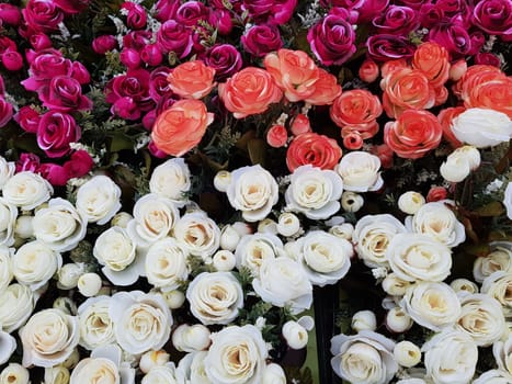 Luxury bouquet made of red roses in flower shop Valentines Bouquet of red roses