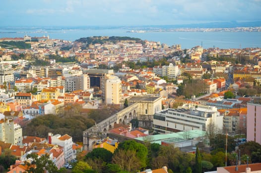 View of Lisbon from Amoreias abservation deck. Lisbon, Portugal