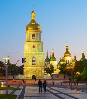 Sofiivska square and famous Saint Sophia's Cathedral. Kiev, Ukraine