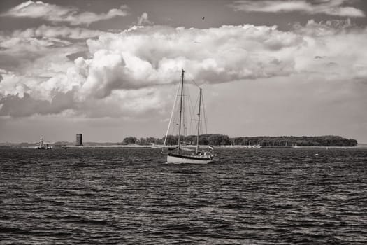 Sailboat in front of the island of Ruden, Mecklenburg Baltic Sea coast