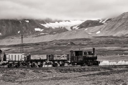 old mining railway in Ny-Ålesund, Spitsbergen / Svalbard