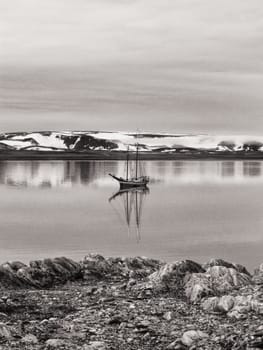 Sailing ship off Spitsbergen