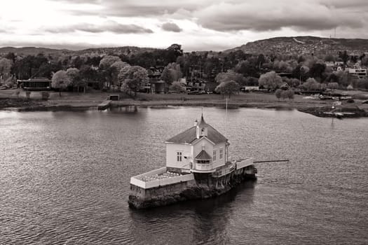 Oslo, Norway, island restaurant in the Oslofjord
