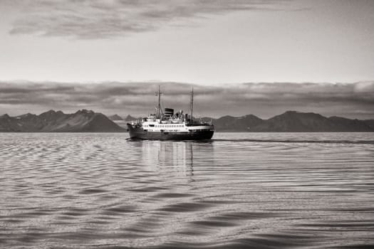 Hurtigruten mail steamer in Grønfjord, Spitsbergen
